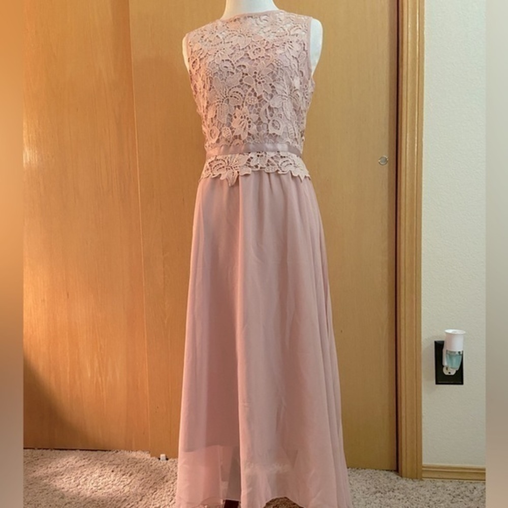 NWT-Beautiful Dusty Pink Formal Floor-Length Dress With Full-Length Jacket